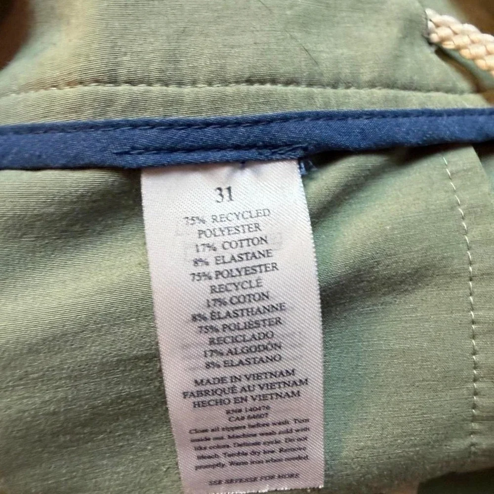 Faherty Allday Shorts Mens 31 Green Stretch 7 Inch Inseam Drawstring Chino READ
